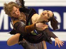 Anjelika Krylova and Oleg Ovsyannikov perform during the ice dancing Free Dance event