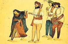 A nautch girl from Lahore with three musicians (Courtesy: British Library, London)