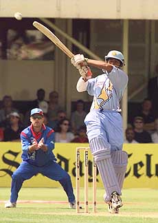 India's Saurav Ganguly hits another boundary