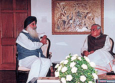 Punjab Chief Minister Mr Parkash Singh Badal with the Prime Minister Mr Atal Beharee Vajpayee in the Capital on Monday