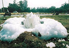 Do not mistake this white mass for an elegant fountain or snowfall in city.