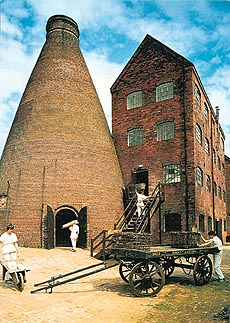 Volunteers demonstrate working at the kiln at the Coalport China Works Museum