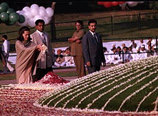 Congress president Sonia Gandhi paying her of Pandit Jawaharlal Nehru on his birth anniversary at Shantivan in New Delhi.