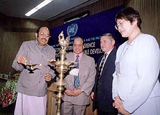 Union Minister for Commerce & Industry, Mr Murasoli Maran, inaugurating second ministerial conference on space application for development in New Delhi on Monday.