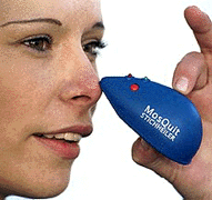 Mikaela Schubert with a device which is able to cure mosquito bites. The device will be available for 50 marks ($ 27) from January 2000. 