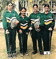 The team of St Xavier's Senior Secondary School, Sector 44, Chandigarh, which won the under-14 girls' title in the UT inter-school fencing tournament on Friday.