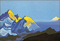 A painting of the Himalayas by Roerich (Inset)