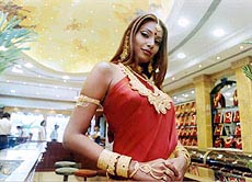 A model wear jewelllery worth 25 lakhs designed by Herself at a jewellery collection in Mumbai on Friday 