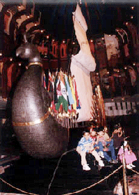 Brahma Mahurat" the peacock boat that carries the flags of all the nations is the first stage of the millennium display at the Deep Mahal of hotel Maurya Sheraton in New Delhi
