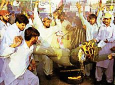 Participants of an anti-government rally