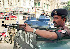 Armed policemen in Karachi