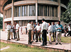 Students gear up for elections at Panjab University on Wednesday.