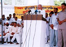 Chief Minister Mr Om Prakash Chautala addressing a public meeting at Faridabad on Monday 