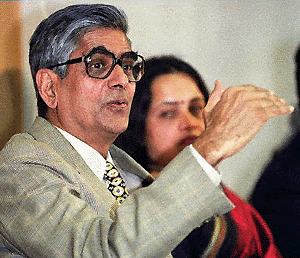 Mr D.R. Mehta , SEBI chief, gestures while replying to a query during a press conference in New Delhi on Tuesday. — AFP