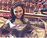 Miss India Lara Dutta displays gold jewellery at a showroom in Mumbai on Friday as Mumbai celebrates the gold festival where 25 kg gold is to be won. — PTI