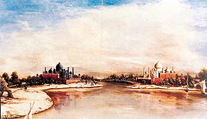 An artist’s impression of the black and the white Taj Mahal