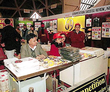 Stalls at the 14th New Delhi World Book Fair at Pragati Maidan in New Delhi on Saturday. — PTI