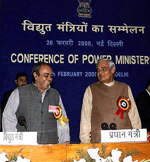 Prime Minister Atal Behari Vajpayee with Union Power Minister P.R. Kumaramangalam at the state power ministers’ conference in New Delhi on Saturday