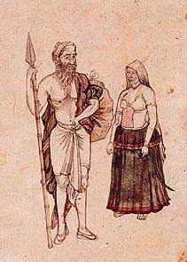 A tracker and his companion. Painted sketch by Kehar Singh C. 1875 