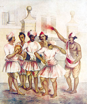 A Holi scene in Bengal by S.C. Belnos (C 1820)