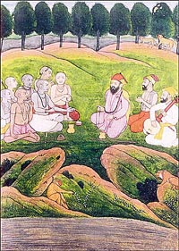 Guru Nanak with a group of sadhus