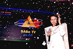 Bollywood actress Karishma Kapoor at the launching of a television network in New Delhi on Sunday night. — PTI photo