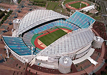 With 144 days to go before the opening ceremony of the Sydney 2000 Olympics an up to date view of the Sydney 2000 Olympic Stadium taken Monday April 24, 2000. At top right is the warmup track for athletes. — AP/PTI photo