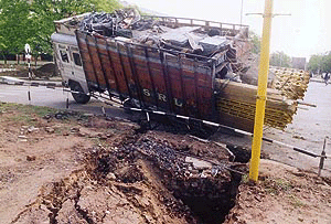 Truck stuck.