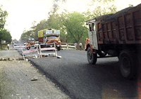 A road barrier on the Old Panchkula Surajpur national highway which is a traffic hindrance