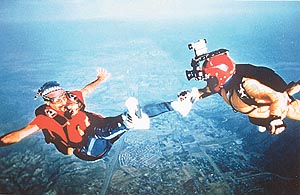 Sanders ‘shooting’ a sky diver... picture perfect