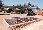 A hot mix plant which is coming up in Kishengarh village on the embankment of the Sukhna cho