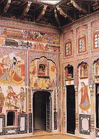 The inner courtyard of Anandimal Poddar’s haveli at Nawalgarh. 