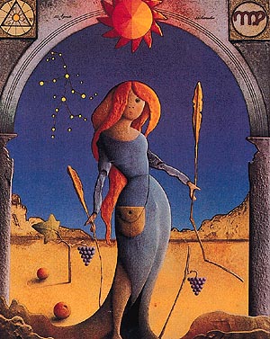 Virgo, painting of a zodiac sign by Milan Goldschmiedt