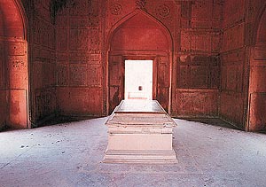 The interior chamber, with a stone cenotaph.