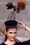 PAR24D:FRANCE-FASHION:PARIS,10JUL00 - A model for French designer Jean-Charles de Castelbajac presents this creation as part of the Fall-Winter 2000-2001 Haute Couture fashion collection July 10.  