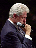 SOUTH BARRINGTON: President Clinton pauses a moment after answering a  question on Thursday.  AP/PTI photo