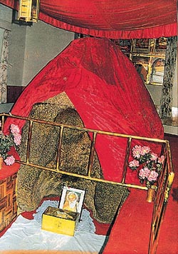 The holy pathar inside the gurdwara