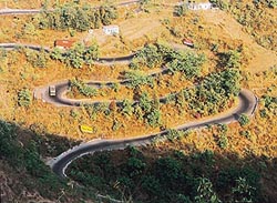 The Dehra Dun-Mussoorie road. 