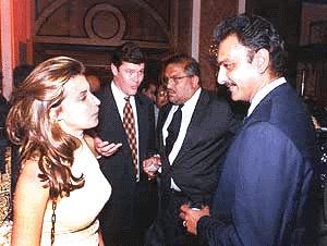 Ravi Shastri in conversation with James Packers wife Jodie Packer at the launch of Nine Gold a two hour block of programming in Hindi on DD