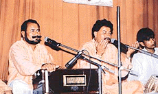 Wadali brothers present Sufiana Kalam in Kundan Vidya Mandir, Ludhiana, on Thursday. 