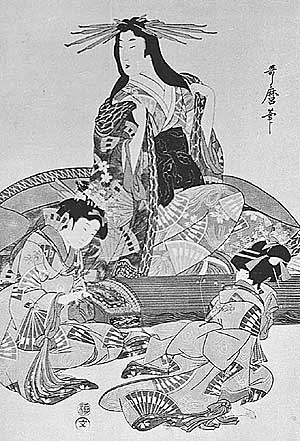 'Odoreko' (dancing girls) receiving lessons from a geisha