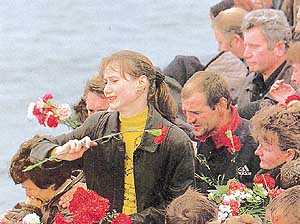 Relatives grieve for the Kursk victims