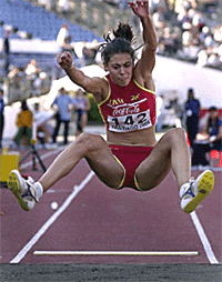 Spains Concepcion Montaner who won the gold medal in the womens long-jump competition at the World Junior Championship in Santiago, Chile, on Wednesday. 
