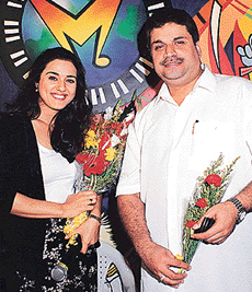 Preity Zinta with Ramesh Taurani of Tips Films