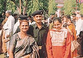 Capt Atul Sharma with his mother and sister in happier days.