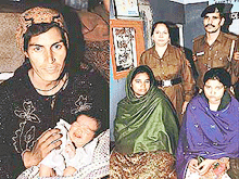 Back in mothers arms: The day-old baby boy, lifted from Sector 16 General Hospital on Friday, was restored to his mother Rani on Saturday.