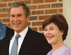US President-elect George W. Bush and wife Laura. 