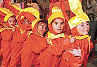 Tiny tots of Ajit Karam Singh International School in SAS Nagar present a cultural programme in the school on Friday to mark Christmas celebrations. 
