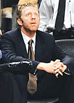 Retired tennis star Boris Becker watches the Miami Heat against the Golden State Warriors basketball game at the American Airlines Arena in Miami on Monday.