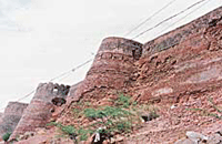 The crumbling outer wall of the fort